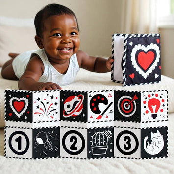 zwart witte baby contrastkaarten met dierenpatroon A Animals