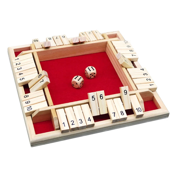 Shut The Box Deluxe Houten Bordspel Voor 4 Spelers - Educatief Dobbelspel Met 8 Dobbelstenen