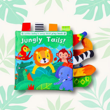 Stoffen jungle dieren boek met voelbare staarten