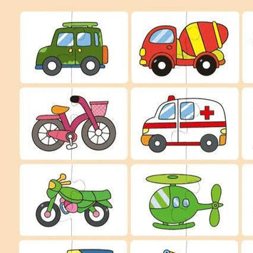 Kind speelt met kartonnen dierenpuzzel vliegtuig – educatief peuterspeelgoed