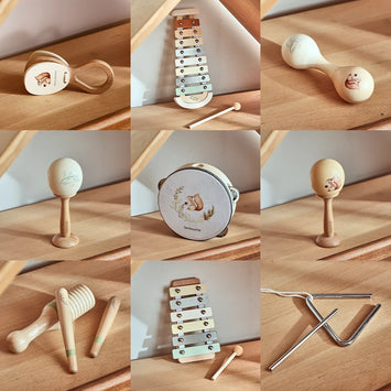 Montessori houten muziekinstrumenten set voor baby’s – educatief speelgoed