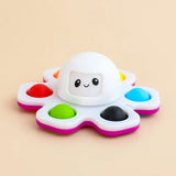 Roze octopus fidget spinner met emoji gezichtjes