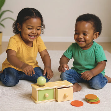 Montessori Houten Speelgoed – Sorteerbox, Balbaan & Objectpermanentie – Educatief Baby- en Peutertoys