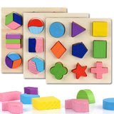 Houten Montessori puzzel voor peuters met geometrische vormen in verschillende kleuren – educatief speelgoed voor motoriek en vormherkenning