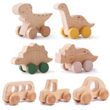 Montessori houten dinosaurussen en voertuigen voor baby's

