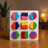 Houten Montessori puzzel voor peuters met geometrische vormen in verschillende kleuren – educatief speelgoed voor motoriek en vormherkenning